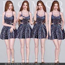 Plant conversions ii at mio » sims 4 updates. Js Sims 4 Floral Print Cutout Dress Sims 4 Downloads