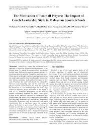 Check spelling or type a new query. Pdf The Motivation Of Football Players The Impact Of Coach Leadership Style In Malaysian Sports Schools
