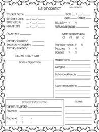 This In Depth Iep Snapshot Iep At A Glance Data Sheet Is Perfect For Keeping Track Of Y Teaching Special Education Individualized Education Special Education