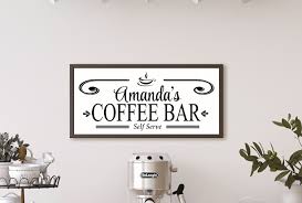 A simple vase of flowers or a moss topiary adds an instant pop of color and style, and it's easy to change with the seasons. Coffee Bar Sign Kitchen Decor Art Kitchen Coffee Station Personalized Coffee Sign Wooden Kitchen Coffee Theme Coffee Lover S Gift Bar Shelf