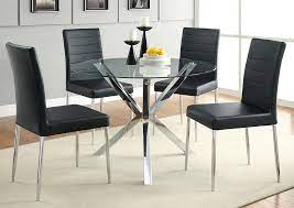 Ids home 7 piece mid century clear glass top, fabric chairs of 6, metal leg dining room, kitchen table set furniture, black 3.8 out of 5 stars 20 $567.66 $ 567. Glass Top Dining Table W 4 Black Chrome Chairs Jarons