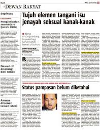 Hal ini demikian kerana terdapat sesetengah masyarakat tidak memiliki kesedaran tentang kesan isu ini kepada pembangunan masyarakat dan ekonomi negara. Tujuh Elemen Tangani Isu Jenayah Seksual Kanak Kanak Klik
