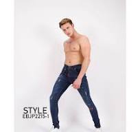 Elie Balleh Mens Dark Blue Stylish Logo Branded Slim Fit Jeans Denim