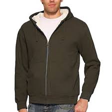 Weatherproof Vintage Mens Full Zip Sherpa Lined Fleece Hoodie Large Coffee