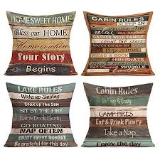 Eat drink nap book review. Sufam Set Of 4 Pillow Cases Vintage Family Cabin Rules Lettering Colorful Wood Warm Throw Pillowcase Cover Cushion Case Home Decor 16x16 Inch Walmart Com Walmart Com