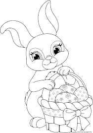 Bunny coloring pages free printable glum me. Easter Rabbit With Basket And Eggs Coloring Pages Printable