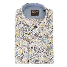 It is suitable to use in four seasons. Maddox Street M42mw03 Blue Floral Pattern Mens Shirt The Shirt Store