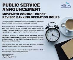 9.30 am to 4.00 pm. Mco Revised Banking Operation Hours Get The Information On Banking Operation Hours During Mco Period Here Also Available At Www Aibim Com Association Of Islamic Banking And Financial Institutions Malaysia Aibim