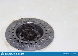 hair stuck in sink or bath drain. stock
