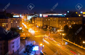 Trasporto urbano e suburbano della città di minsk (metropolitana, bus, filobus, tram. Immagini Stock Minsk Bielorussia A Night Scene Street Edifici Centro Citta Capitale Bielorussa Bielorussia Image 45094181