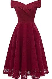 Dark Red Off Shoulder Short Sleeve Lace Zipper Chic Party Dress Womens Dresses Lace Dress Formal Party Dress