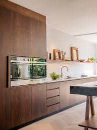 Really Like The Single Shelf Above Sink In 2020 Walnut Kitchen Cabinets Contemporary Kitchen Modern Walnut Kitchen