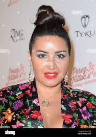 Mercedes 'MJ' Javid partecipa al festival di compleanno del Perez Hilton  del 35th che si tiene al Teatro El Rey di Los Angeles Foto stock