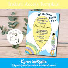 Our theme was based on the dr. Kindergarten Graduation Announcement 2020 Oh The Places You Ll Go Quarantine Invitation Printable Digital Template Kards By Kaylee