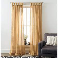 Better Homes Gardens Arusha Solid Sheer Tab Top Single Curtain Panel Gold 50 X 84 Walmart Com Better Homes And Gardens Gold Curtains Living Room Curtains