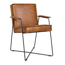 armstoel kyle open naden leder cognac buffalo de bommel meubelen de bommel meubelen eetkamerstoelen stoelen eettafel stoelen