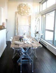 Wooden Table Clear Chairs Home Glam Living Room Dining Room Decor