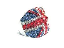 Amazon Com Crystal Union Jack Ring Size 6 5 Royal British Uk Flag Mod England Queen Sparkle Cocktail Fashion Jewelry Modern Fashion Jewelry Union Jack Uk Flag