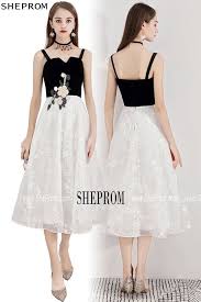 Black And White Knee Length Party Dress Lace With Straps Dresses White Homecoming Dresses Trendy Dress Styles