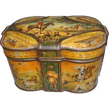 Rare 1891 Huntley Palmers British Biscuit Tin World Kutular Ve Tintin