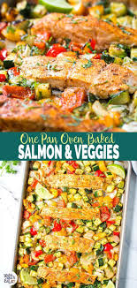 One Pan Baked Salmon And Vegetables Recipe With Images Salmon Recipes Baked Salmon Baked Veggies
