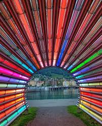 The Light Tunnel At The Lake Constance Promenade In Bregenz Brings Some Colour To This Rainy Day Visitbregenz Bodenseevorarlberg Light Tunnel Instagram Lake