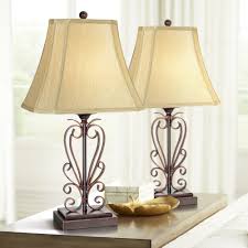 To find a table lamp that matches the style of your room, the this old house reviews team researched the best table lamps on amazon. Franklin Iron Works Traditional Table Lamps Set Of 2 Iron Bronze Scroll Faux Silk Rectangle Shade For Living Room Family Bedroom Walmart Com Walmart Com