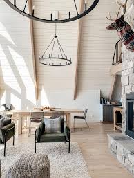 The New Cabin Chandeliers What S Working And What S Not Chris Loves Julia Aframehouse In 2020 Cabin Chandelier Modern Cabin Decor Modern Cabin Interior