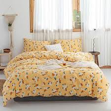 Amazon Com Eavd Floral Duvet Cover Queen Ultra Soft 100 Cotton Yellow Bedding Duvet Cover With 2 Pillowcases Ga In 2020 Floral Duvet Cover Floral Duvet Duvet Bedding