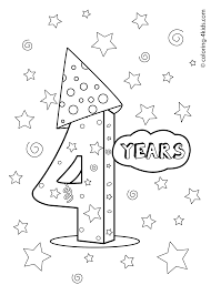 4 Years Birthday Coloring Pages For Kids Printables Happy Birthday Coloring Pages Birthday Coloring Pages Coloring Pages For Kids