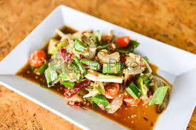 Thai green papaya salad, which in thailand is known as as 'som tam' (ส้มตำ), is one of the most commonly available and most. Shrimp In Fish Sauce Spicy Salad With Seafood Topped Stock Photo Crushpixel