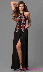 Embroidered Black Maxi Party Dress With High Neck In 2020 Unique Prom Dresses