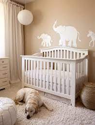 Baby Nursery Elephant Wall Stickers And Cream Wall Color For Enticing Baby Nursery Contemporary Nursery Gender Neutral Kids Room Gender Neutral Nursery Design