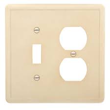 Charcoal gray slate stone light switch plates and outlet covers slate wall plates for the google nest thermostat Hampton Bay 1 Toggle And 1 Duplex Combination Wall Plate Travertine Swp108 01 The Home Depot