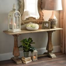 Distressed Natural Pedestal Console Table Wooden Console Table Wooden Console Console Table