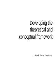 There are both conceptual as well as theoretical frameworks that are equally popular. Theoretical And Conceptual Framework Ppt Developing The Theoretical And Conceptual Framework From R E Khan J199 Lecture Research That Is Not Course Hero