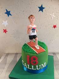 This 40th raiders birthday cake is great for men or any raiders fans! Running Athlete Figure Birthday Cake Running Cake Cake Decorating Designs Dad Cake