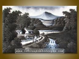 Lebih gambar mewarnai pemandangan gunung dan sawah aneka gambar gambar. Lukisan Pemandangan Gunung Hitam Putih Cikimm Com