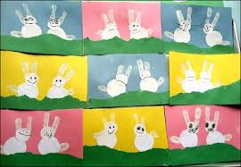 Mama S Little Muse Bunny Pictures From Hand Stamp Babysitting Crafts Bunny Pictures Easter Preschool