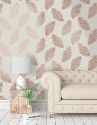 Holden Statement Wallpaper Fawning Feather Cream And Rose Gold 1262 Rose Gold Bedroom Gold Wallpaper Bedroom Wallpaper Living Room