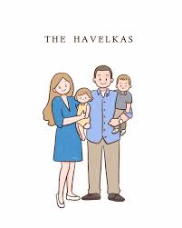 Two Five Members Family Portrait Birth Announcement Custom Etsy In 2021 Family Drawing Cute Family Pictures Family Cartoon