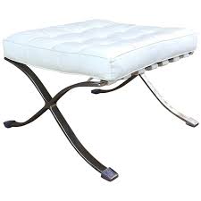 Starting at $410 /mo with affirm. Vintage Barcelona Ottoman Stool White Leather And Chrome By Mies Van Der Rohe For Sale At 1stdibs