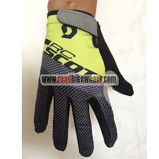 2018 Team Scott Outdoor Sport Winter Cycle Gear Full Finger Riding Gloves Black Yellow