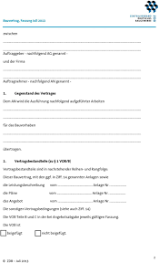 Nebenabrede zum bauvertrag muster | 12 sonstige bestimmungen (1). Vob Bauvertrag Zwischen Unternehmern Pdf Free Download