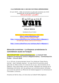 24 Avril 2015 100e Anniversaire Du Genocide