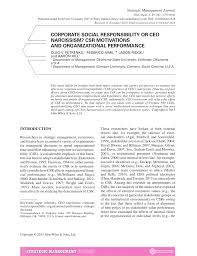 On the call today, we have our ceo, andy paul; Pdf Corporate Social Responsibility Or Ceo Narcissism Csr Motivations And Organizational Performance