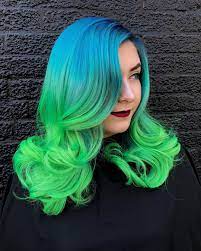 Uberliss On Instagram Swipe For The Before Color By Lizzvargashair Using Uberliss Bondsustainerneon Hair Color Balayage Two Color Hair Green Hair Dye
