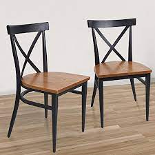 Dporticus Dining Room Chairs With Solid Wood And Metal Legs Bistro Bar Cafe Vintage Side Chairs Stackable Set Of 2 Side Chairs Chair Patio Dining Chairs