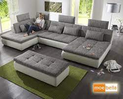 Wohnlandschaft Sofa Free Mit Schlaffunktion Und 4x Kopfststzen Ecksofa Leder Schlafsofa Schlafcouch Lounge Sofa Mit Bettfunktion Sofa Design Big Sofa Kaufen