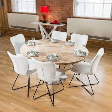 Modern Dining Set Round Oval Extending Table 6 High White Chairs 4114 Dining Sets Modern Table Modern White Chairs